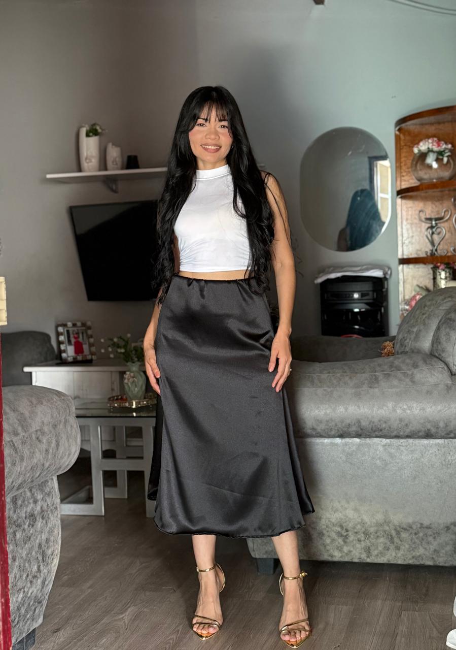 Falda Satinada Midi 1