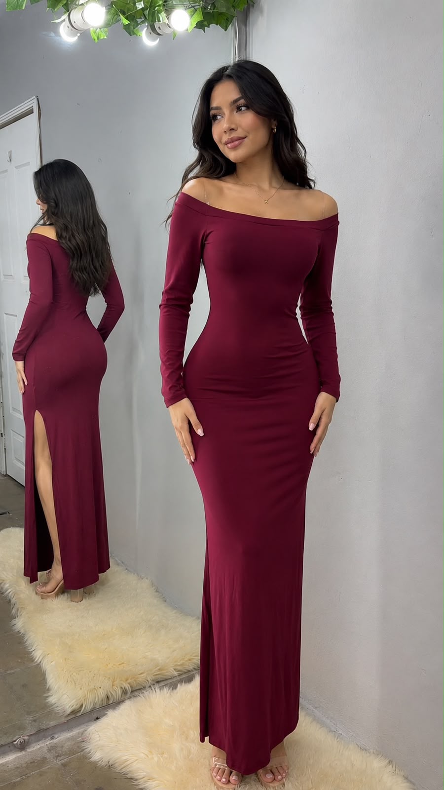 Vestido Largo Elegante de Hombros Descubiertos